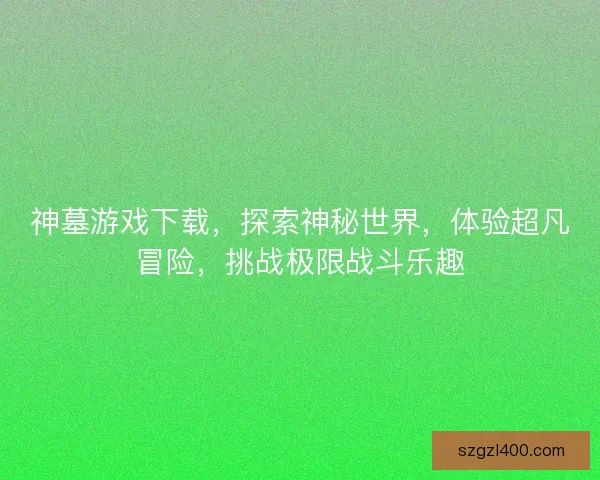 神墓游戏下载，探索神秘世界，体验超凡冒险，挑战极限战斗乐趣